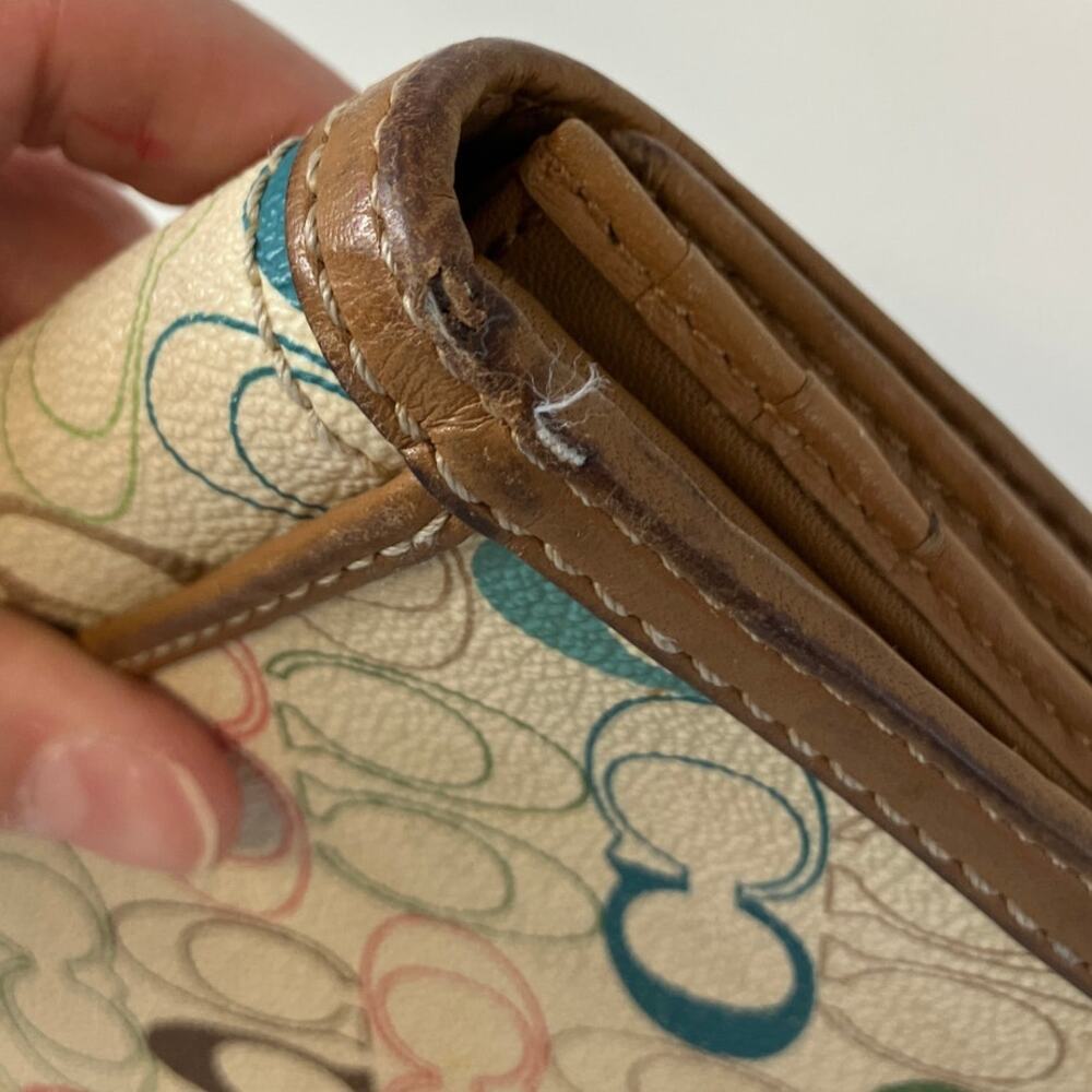 Coach Signature Multi Color Signature Leather Wal… - image 4